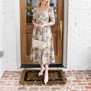 Reformation Cyprus Organic Cotton Blend 3/4 Sleeve Midi Dress in Countryside